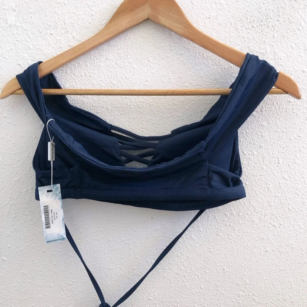 NWT FRANKIES BIKINIS Shiloh Indigo Top Size Large